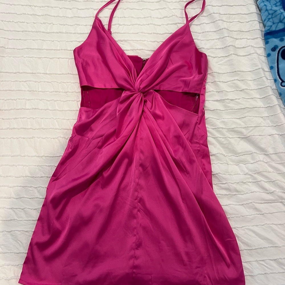Pink Satin Knot Dress